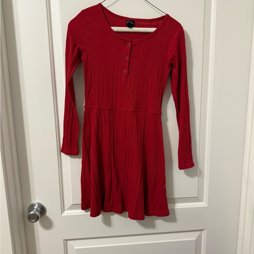 Red Long Sleeve Kids Dress